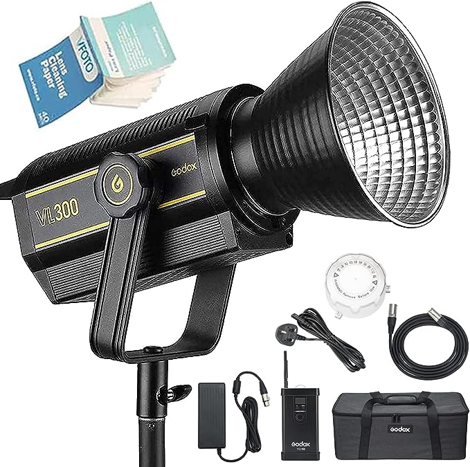 Godox VL300 LED Vedio Light 300W CRI96 TCLI95 5600K Daylight Balanced Continuous Output Lighting, Bowens Mount, Mobile APP Control, for Still Life Portrait Photography Video Studio Filming