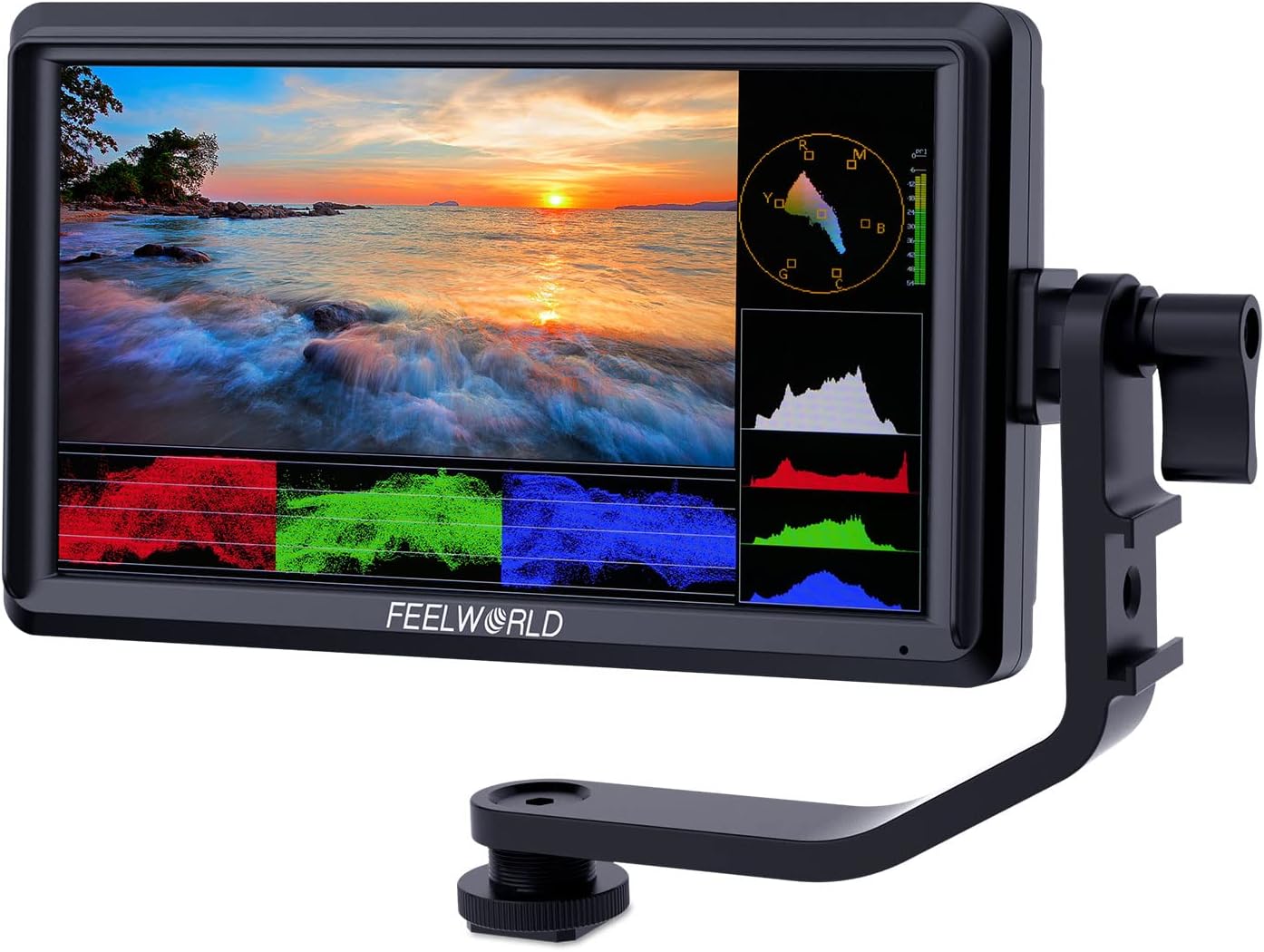 FEELWORLD FW568 V3 6 inch DSLR Camera Field Monitor Peaking Focus Assist Small Full HD 1920x1080 IPS 4K HDMI 8.4 V DC Input Output Include Tilt Arm