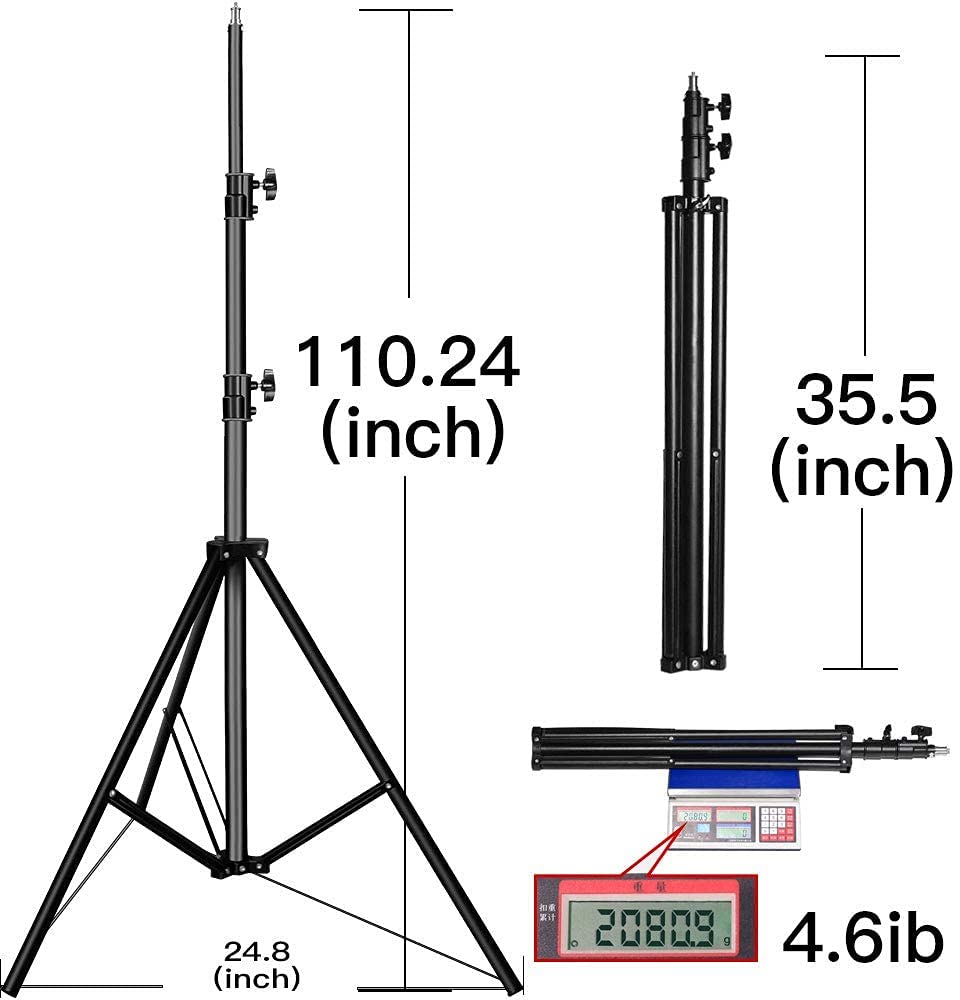 Pixel 9.2ft/2.8M Tripod Heavy Metal Photography Lighting for Softboxes Umbrellas Backgrounds...