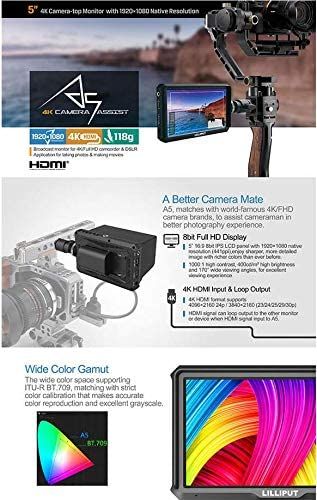 LILLIPUT A5 - 5" 4K HDMI Field Camera Monitor